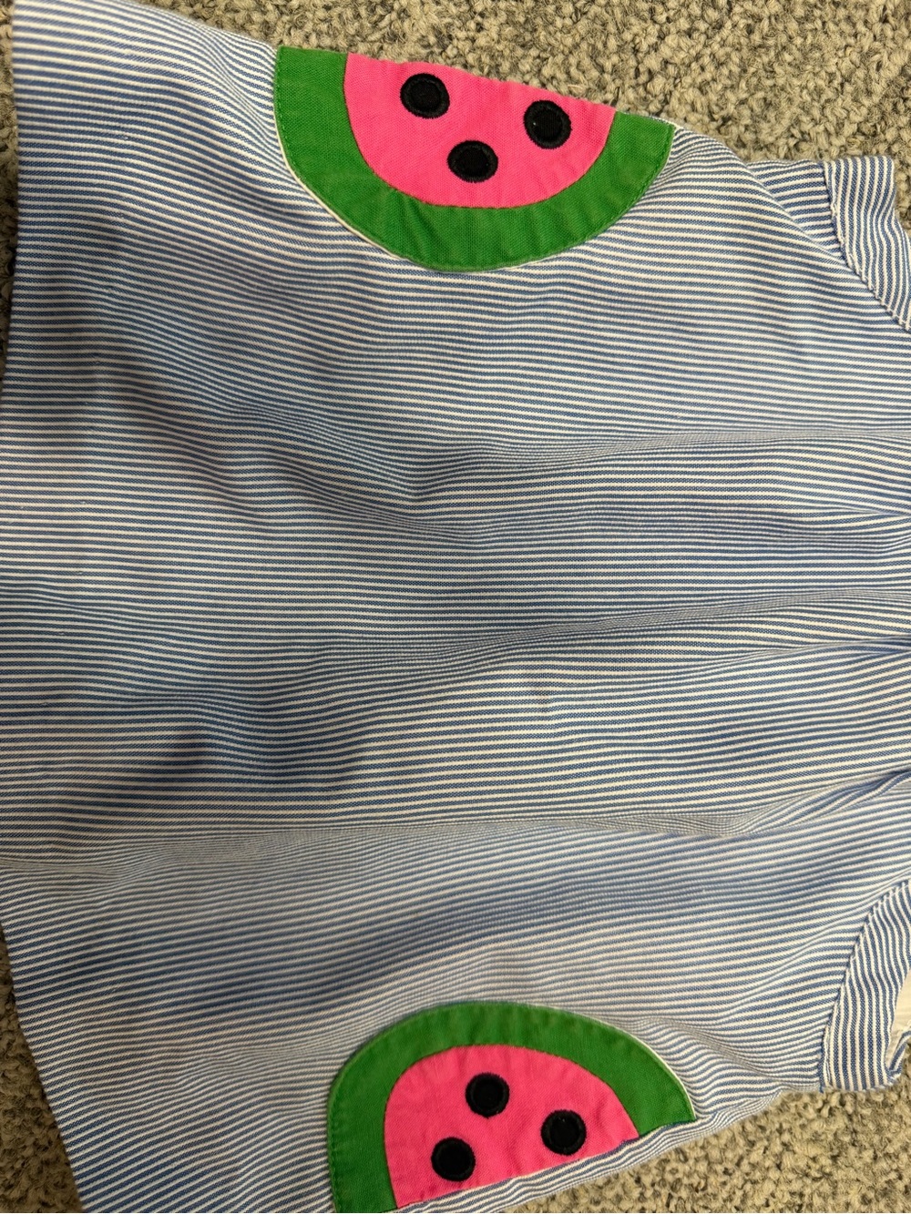 Florence Eiseman Blue and Pink Watermelon Applique Striped Kids Matching Set - Picture 2 of 3